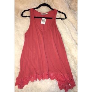 Nordstrom Salmon Colored Tank with Crochet Hem